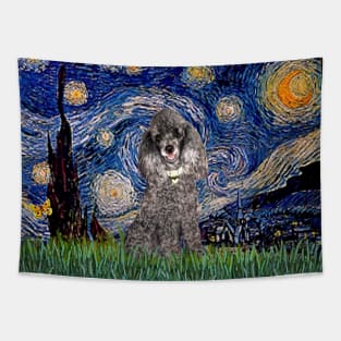 Silver Toy Poodle in Adapted Starry Night by Van Gogh Tapestry