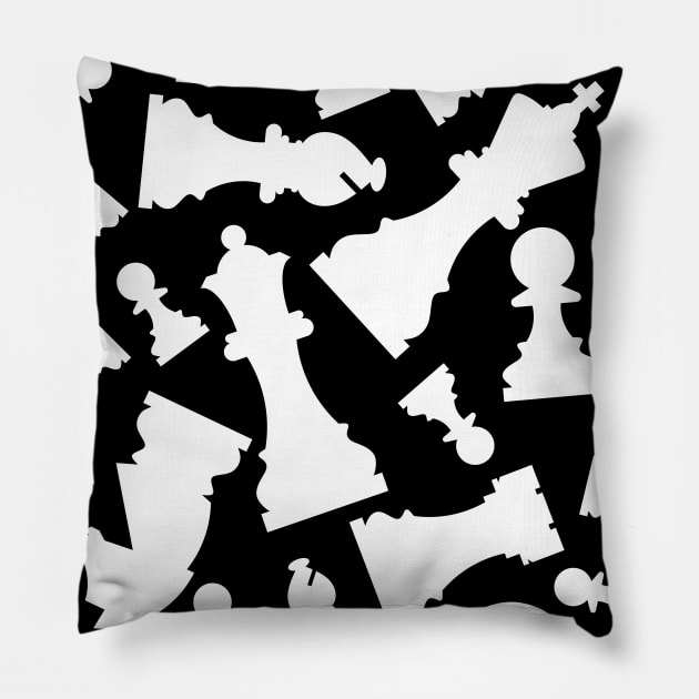 Chess Pieces Pattern (White) Pillow by inotyler