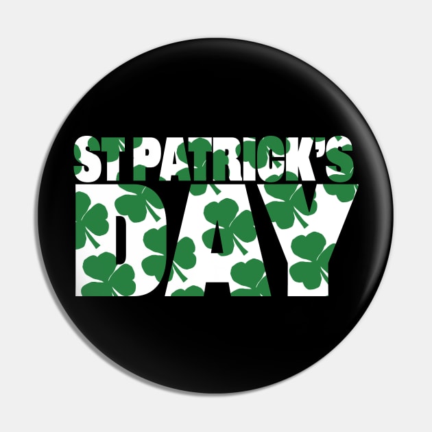 St Patricks Day Green Shamrock Typography Pin by ellenhenryart