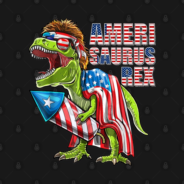 AMERISAURUS Dinosaur 4th of July Kids Boys Men TRex Funny by luxembourgertreatable