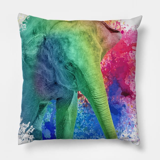 Colorful Elephant Zoo Pillow by anbartshirts