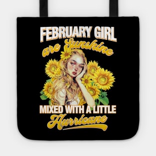 February Girl Sunshine Mixed Hurricane Shirt Cancer Leo Birthday Tote