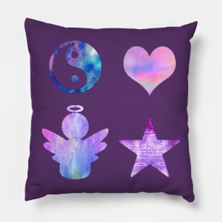 Ying Yang, Love Heart, Star & Angel Symbols Pillow