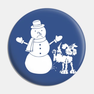 Snowman with Dog Pissing on him Pin