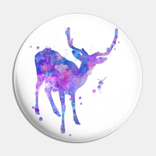 Purple Deer Watercolor Painting Pin