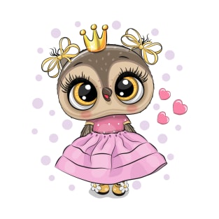 Cute fashion owl princess in a dress T-Shirt