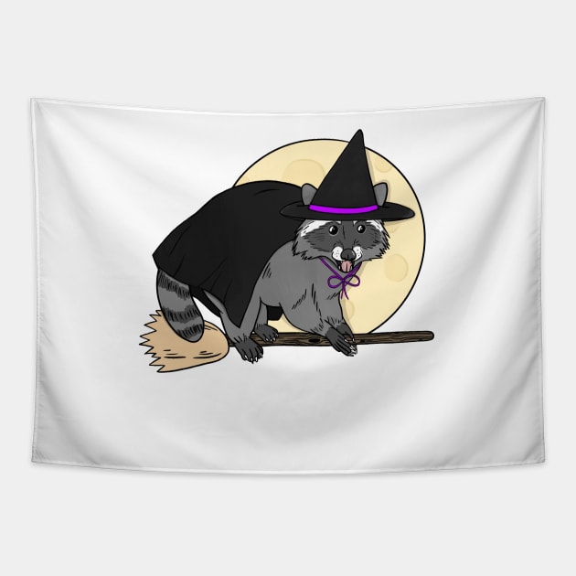 Halloween Witch Raccoon Tapestry by astonishingemma