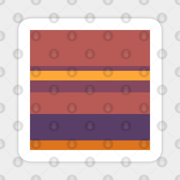 A gentle adaptation of Old Heliotrope, Deep Ruby, Giant'S Club, Brownish Orange and Mango stripes. Magnet by Sociable Stripes