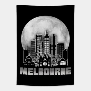 Melbourne Australia Skyline Full Moon Tapestry