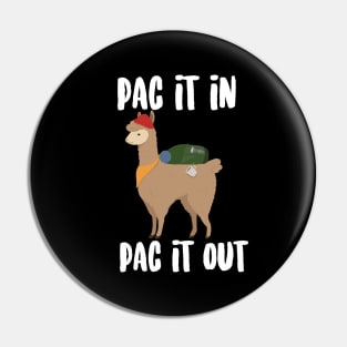 Pac It In Pac It Out Alpaca Pin