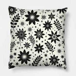 Black and White Floral Pillow