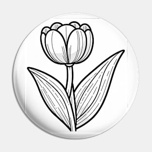 Black And White Tulip Design Pin