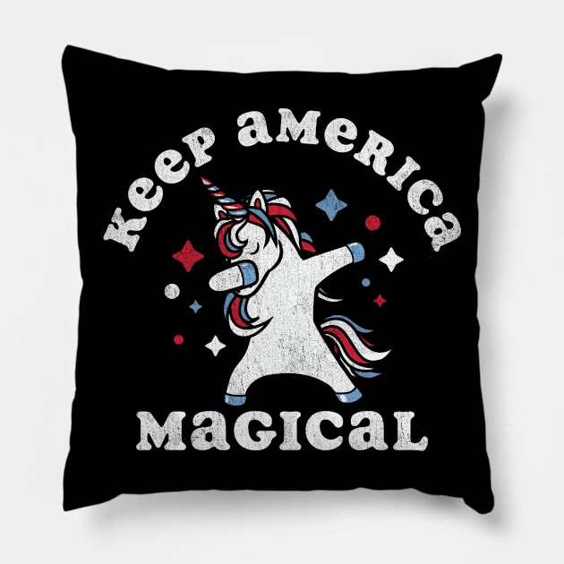 Keep America Magical Dabbing Unicorn Pillow by Tingsy