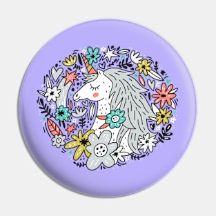 Unicorn Flowers Pin