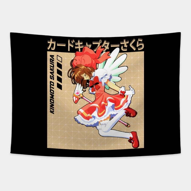 Graphic Art Sakura Girl Japanese Anime Tapestry by WholesomeFood