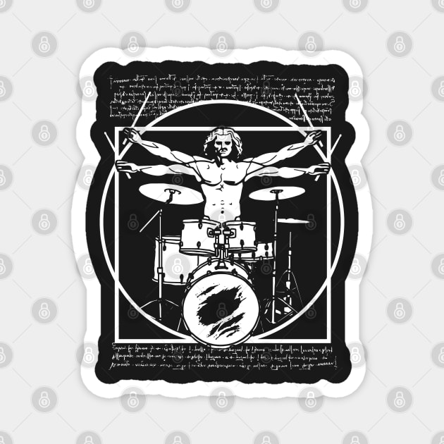 DA VINCI DRUMMER - VITRUVIAN MAN PLAYING THE DRUMS - LEONARDO DA VINCI VITRUVIAN MAN PARODY FOR DRUMMERS Magnet by ShirtFace