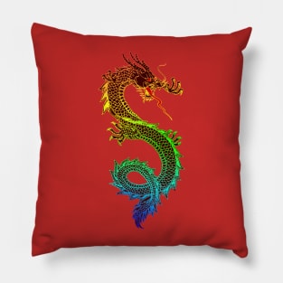 Amphiptere in Neon Fire Mythical Wyvern Dragon Creature Pillow