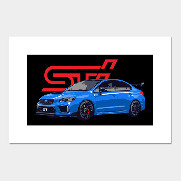 Wrx Sti Rally Blue Subaru Wrx Sti Affiche Et Impression D Art Teepublic Fr