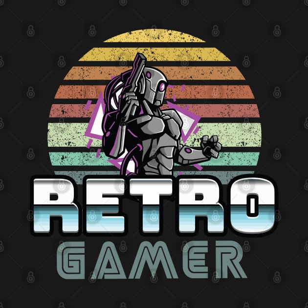 Vintage Retro Gamer Robot Vintage Style PC Sticker Art by Naumovski