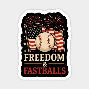 Freedom & Fastballs Baseball 4th of July Patriotic Magnet