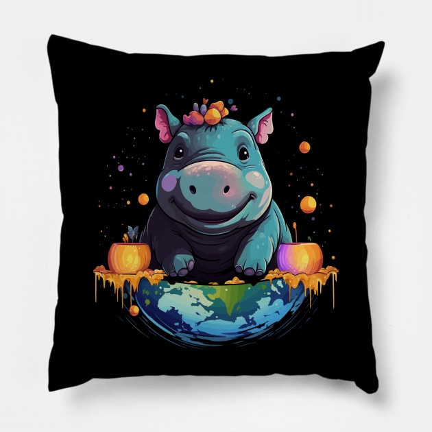 Hippo Earth Day Pillow by JH Mart