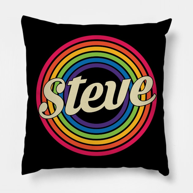 Steve - Retro Rainbow Style Pillow by MaydenArt