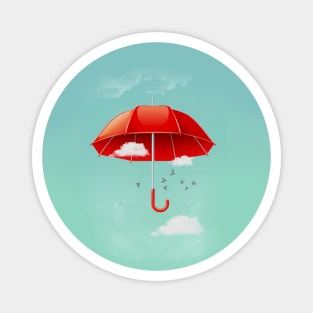 Red Umbrella in the Clouds Magnet