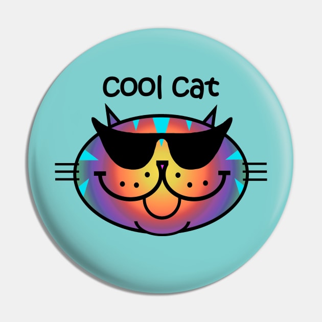 Cool Cat 2 - Dark Rainbow Pin by RawSunArt