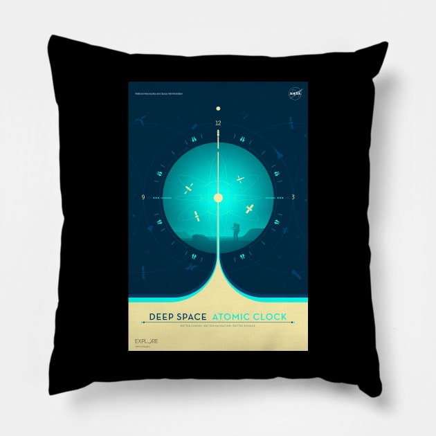 NASA Atomic Clock Mission Blue Pillow by RockettGraph1cs