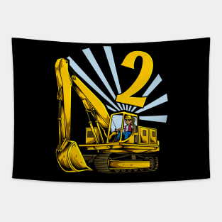 Excavator 2 year old birthday Tapestry