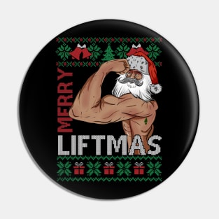 Funny Merry Liftmas Gym Xmas, Santa Gym Christmas Pin