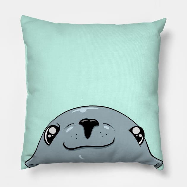 Peeking Sea Lion Pup Pillow by Lady Lilac