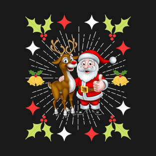 Christmas Sparkle in Christmas Santa and Christmas Reindeer T-Shirt