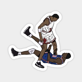 Scottie Pippen Standing Over Patrick Ewing Magnet