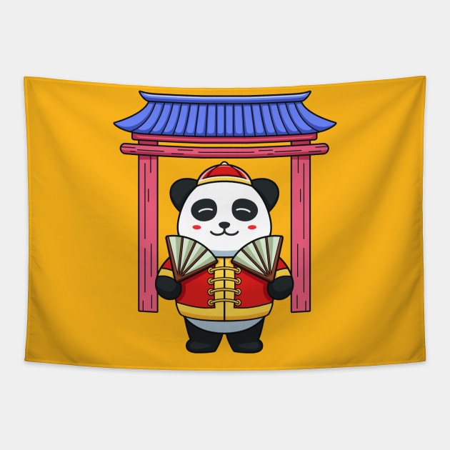 Cute Chinese panda bear Tapestry by onama.std