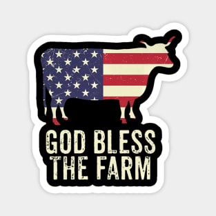 American Flag Cow God Bless The Farm 4th Of July Farming Magnet