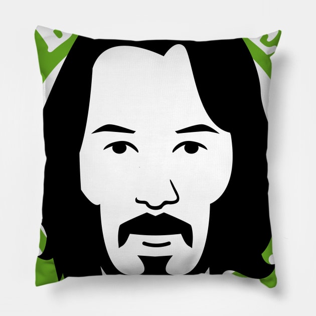 Keanued GREEN Pillow by tiranocyrus