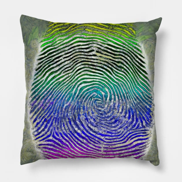 Rainbow Fingerprint Pillow by rolffimages