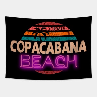 Copacabana Beach neon vintage retro sunset palmtrees Tapestry