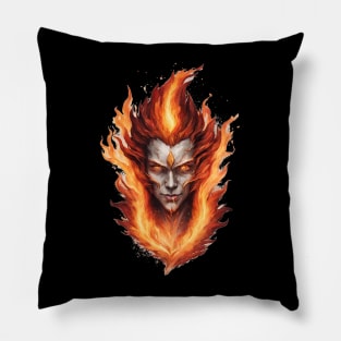 Face in the flames Pillow