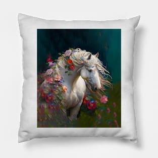 White Unicorn Horse Pillow