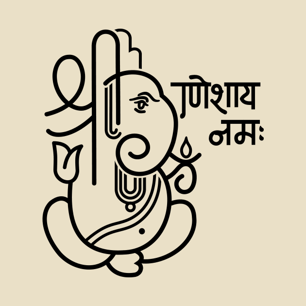 Ganesh Ganesa Ganapati Elephant 5 (black) by Mystic-Land