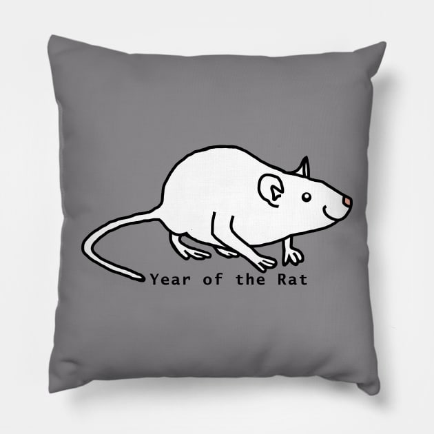 Year of the Rat White Pillow by ellenhenryart