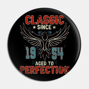 70th Birthday Gift for Men Classic 1954 Aged to Perfection Pin