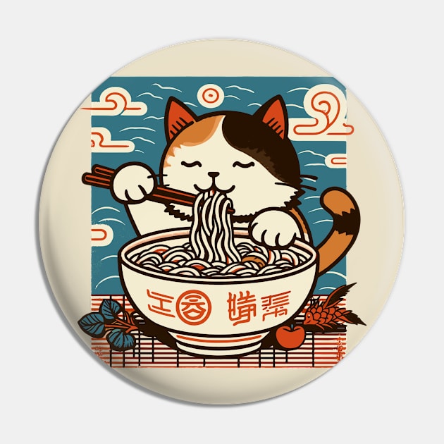 Cute Ramen Cat Pin by Minisim