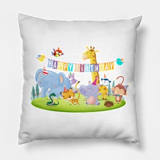 Felicitacion cumpleaños animal aislado Pillow