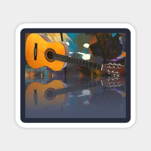 Acoustic Guitar Reflection Artwork Magnet