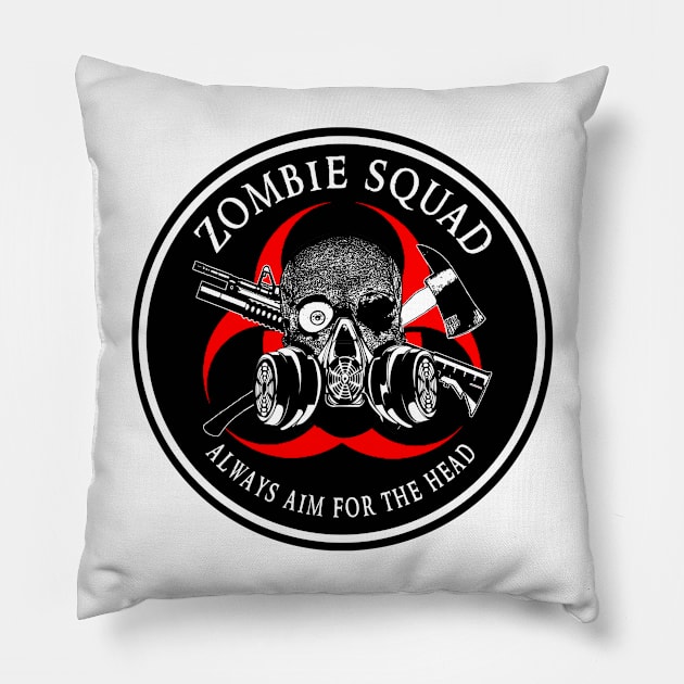 Biohazard Zombie Squad Always aim for the head Ring Patch outlined 2 Pillow by Ratherkool