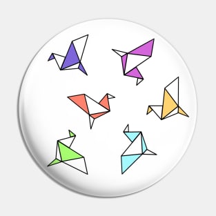 Colorful paper crane Pin