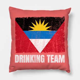 Antiguan Barbudan Drinking Team Graphic for Men Women Funny Antigua and Barbuda Flag Pillow